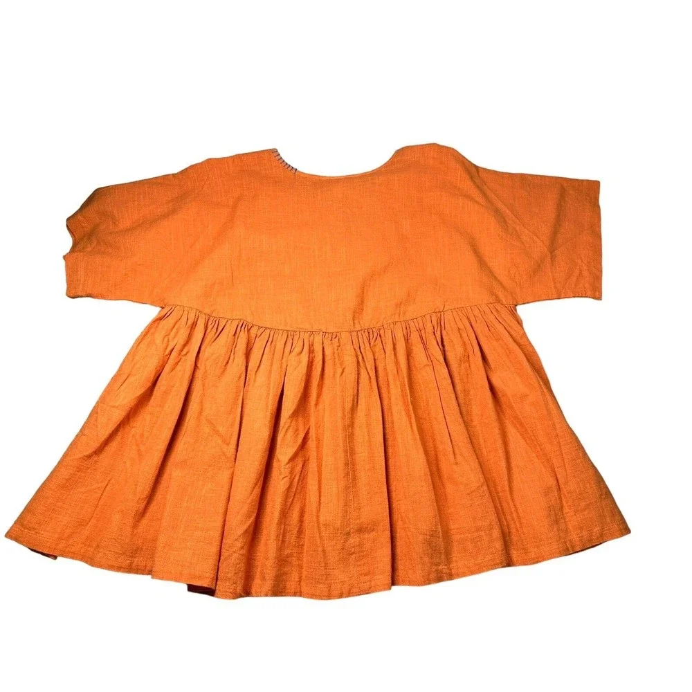 Ivy Jane Stitch In Time Top XS Orange Top‎ Blouse Embroidery